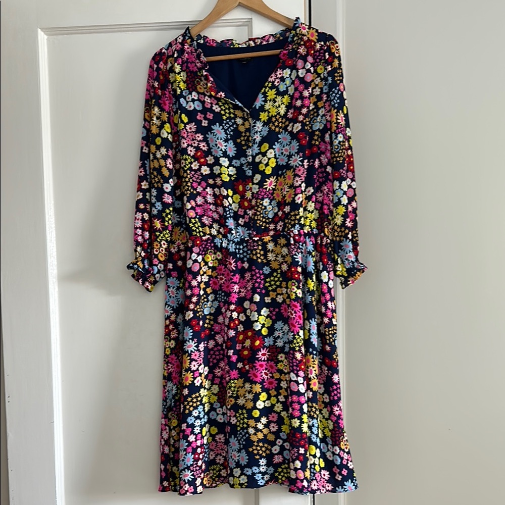 Talbots Pink and Yellow Wrap Sundress with V-Neck